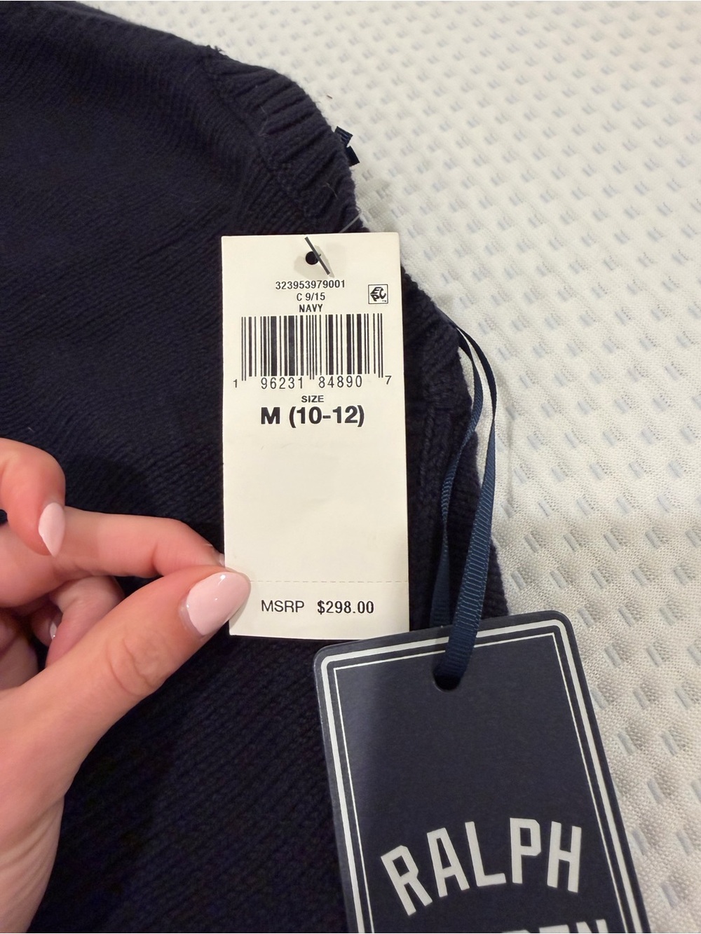 Ralph Lauren Kids Navy Polo Bear Baseball Sweater 10-12 - Picture 4 of 5